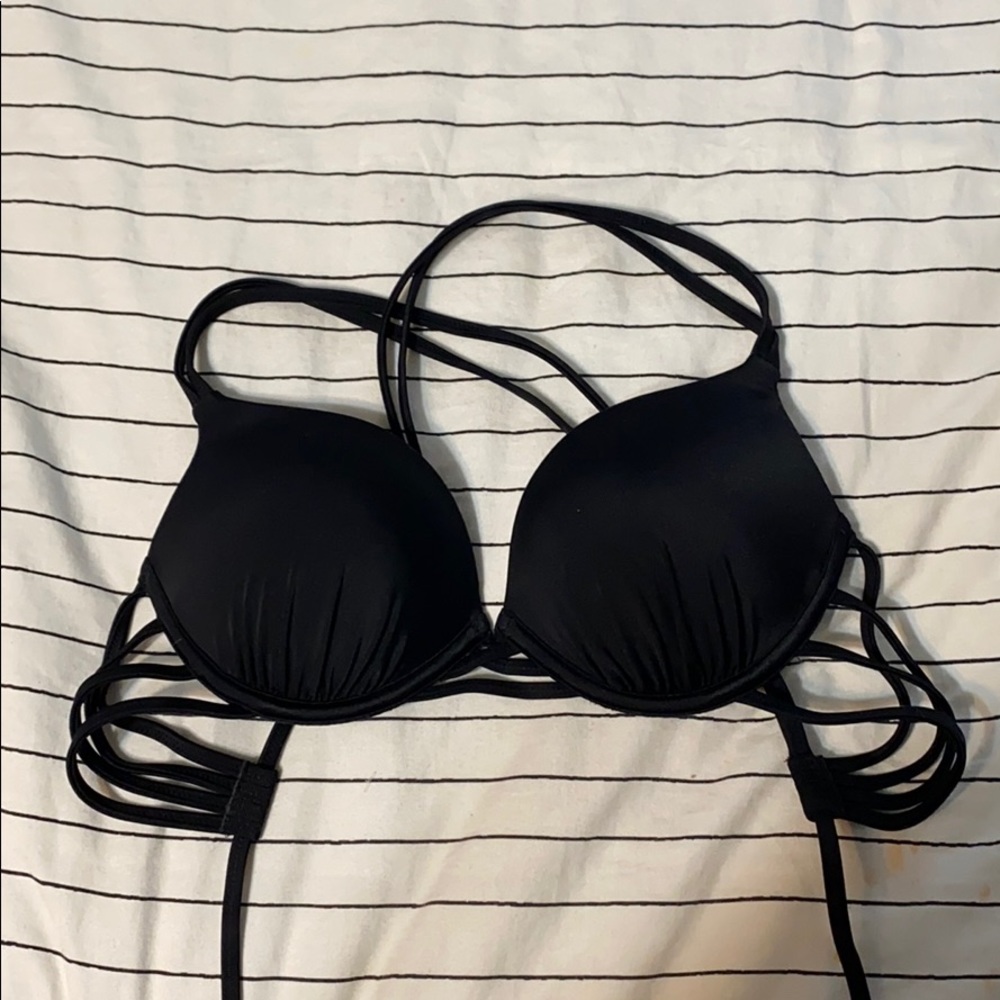 Black bikini includes top and bottoms